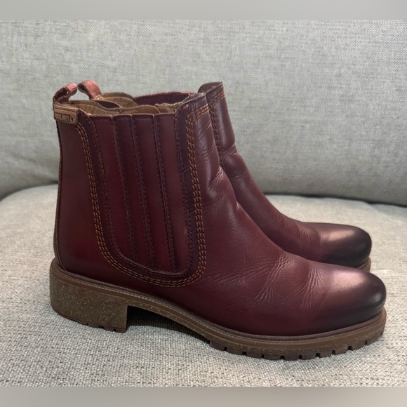 PIKOLINOS Maroon Leather Ankle Booties - Picture 1 of 6